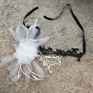 Feather/Ribbon Ombré Masquerade Mask